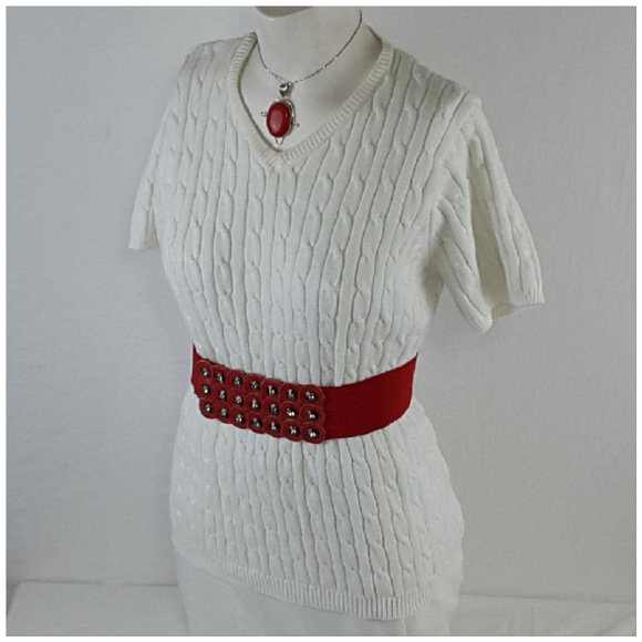 Cherokee Sweaters - CHEROKEE, White Textured Sweater, size XL